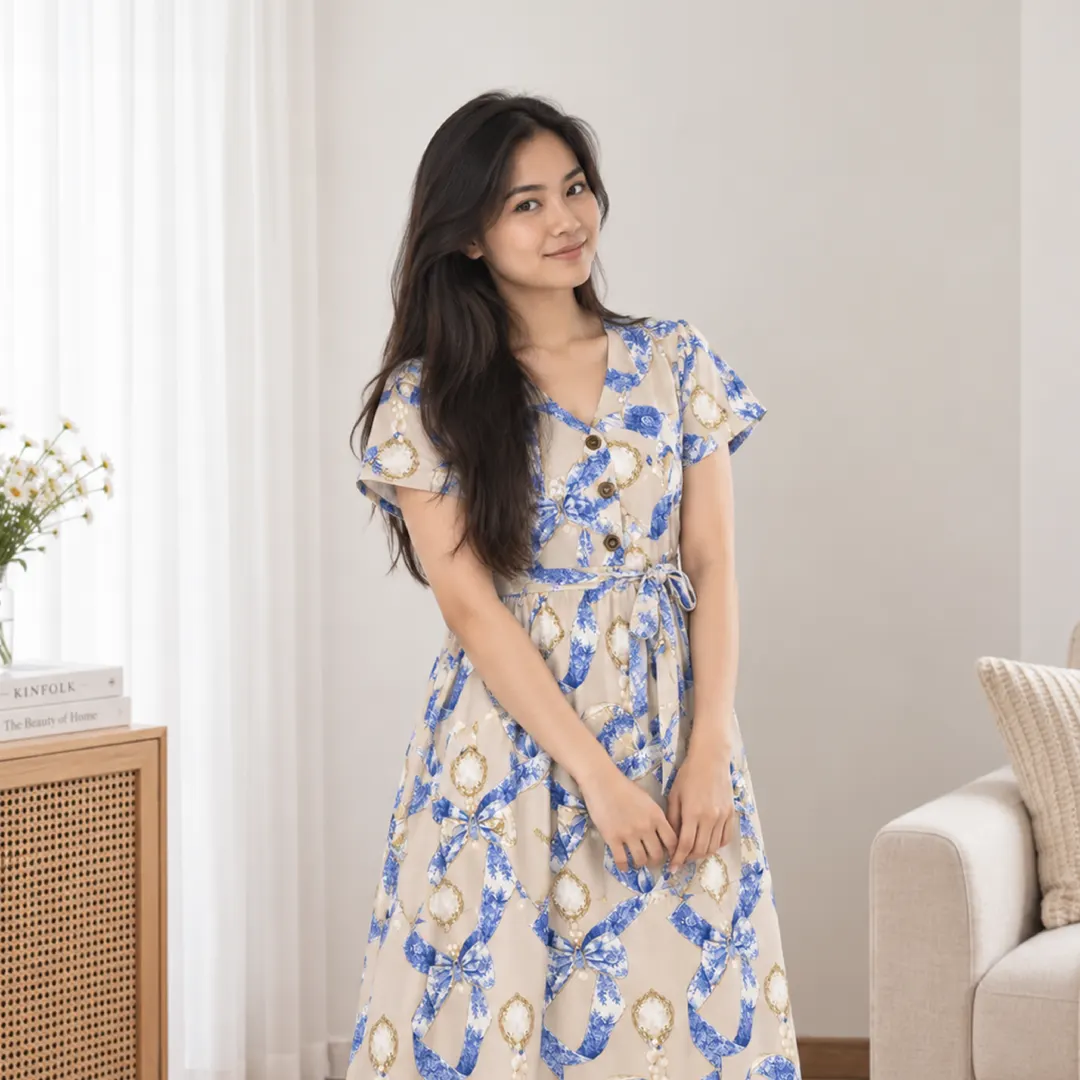 Daster Kimono Blue Ribbon