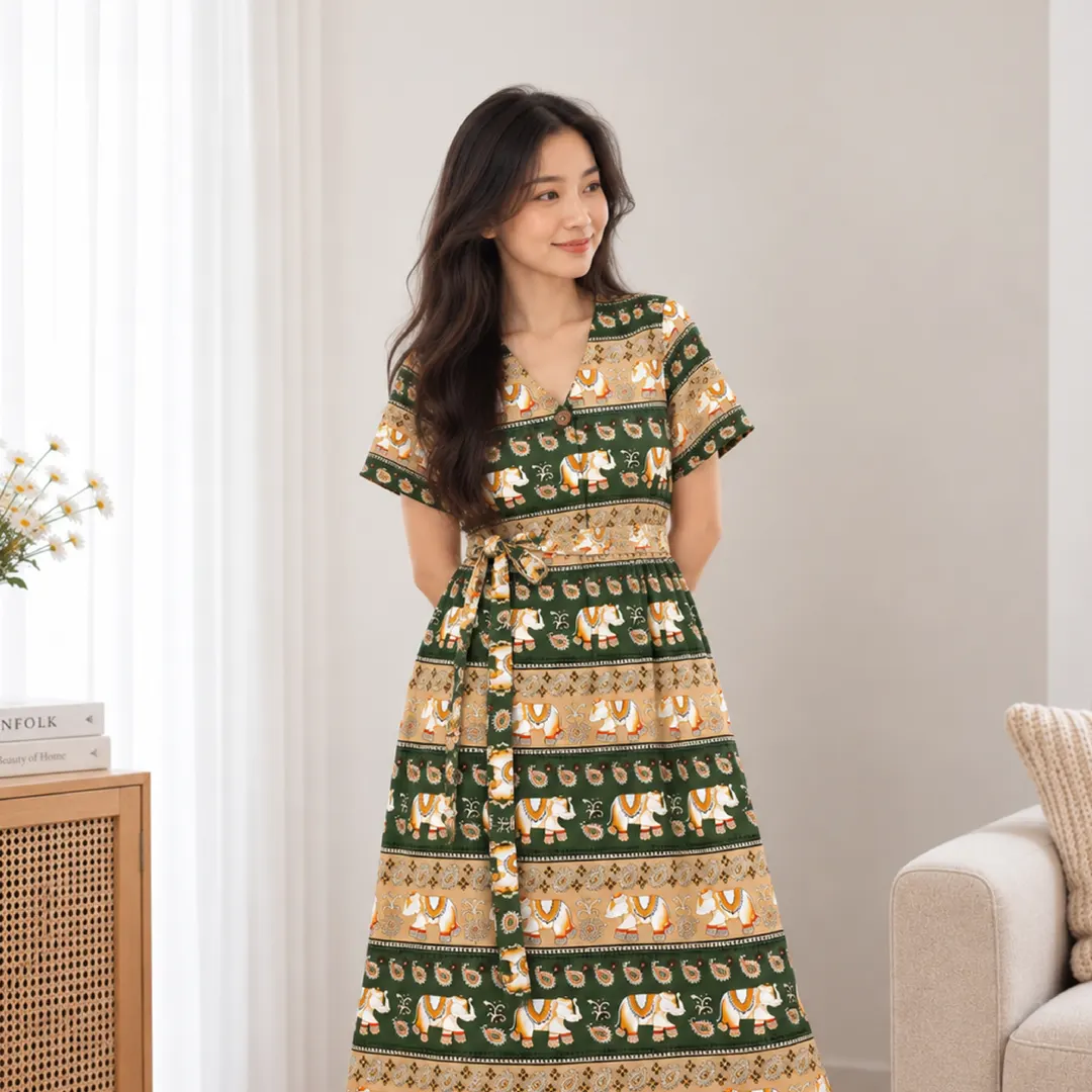 Daster Kimono Ethnic Green